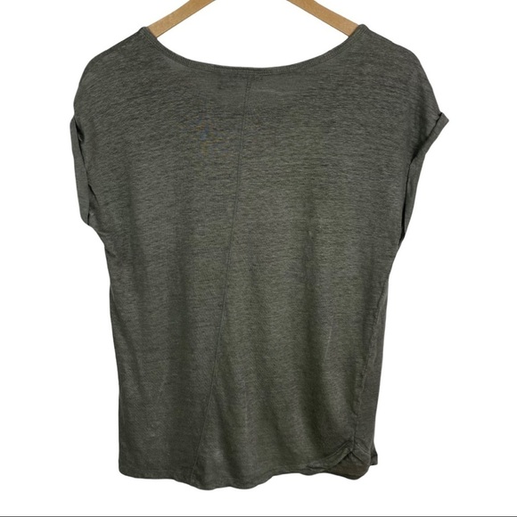 Tahari 100% Linen Roll Tab Sleeve Top - Picture 2 of 6